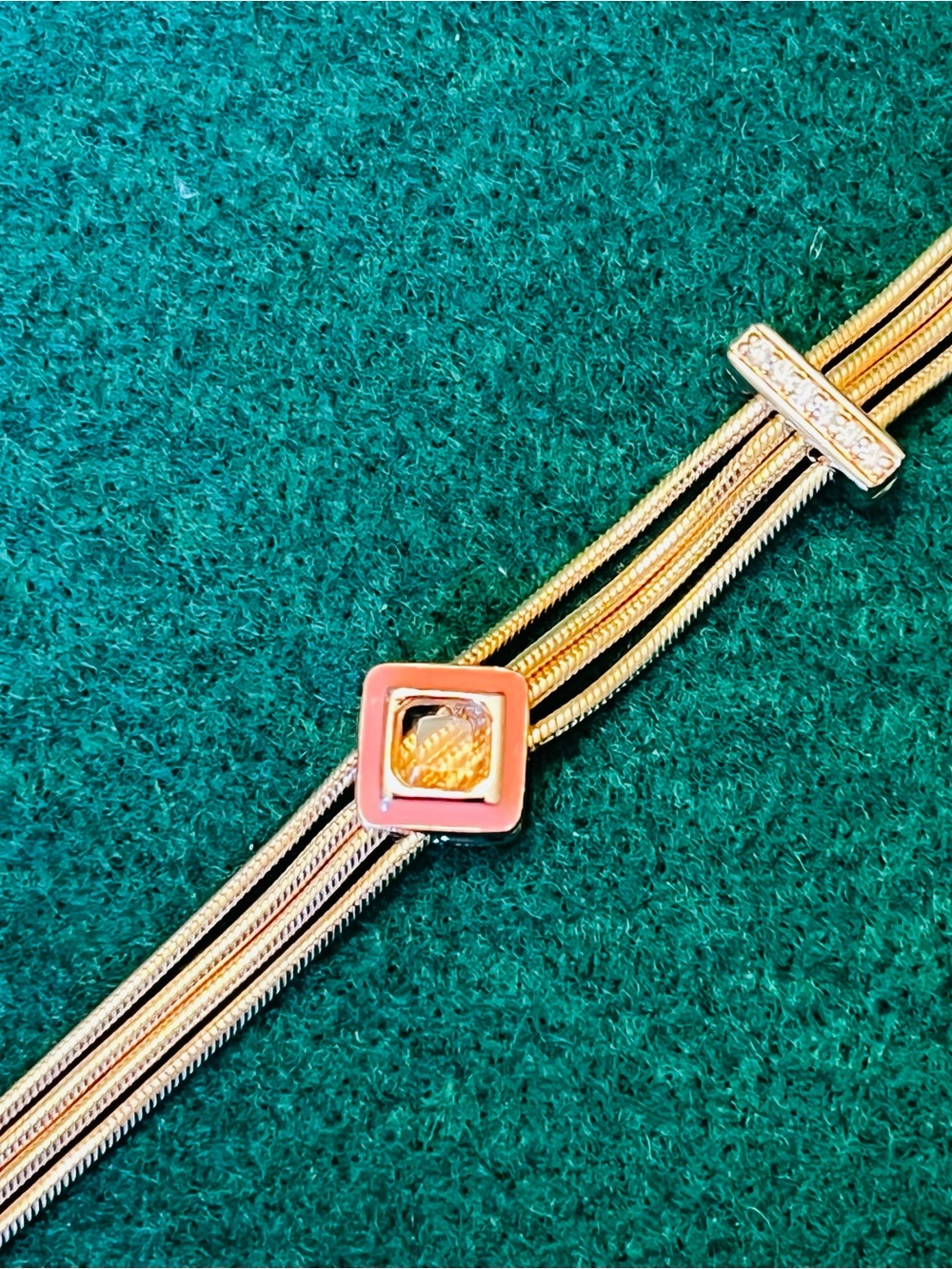 Pandora Rose Gold-Tone Multi-Chain Bracelet with Pink and Yellow Accent - Picture 2 of 8